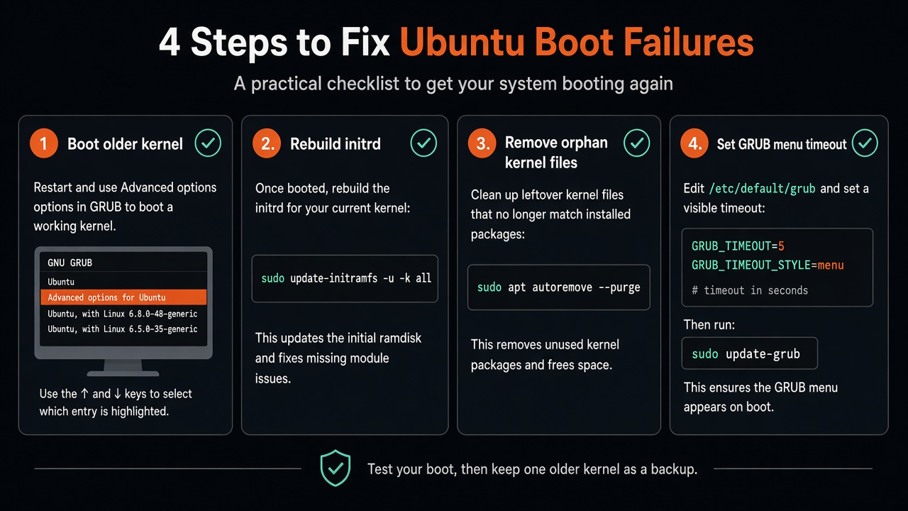 Four-step checklist to fix Ubuntu boot failures